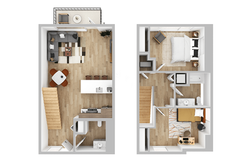 Floor plan for 2 beds, 2 baths, 1089 sqft